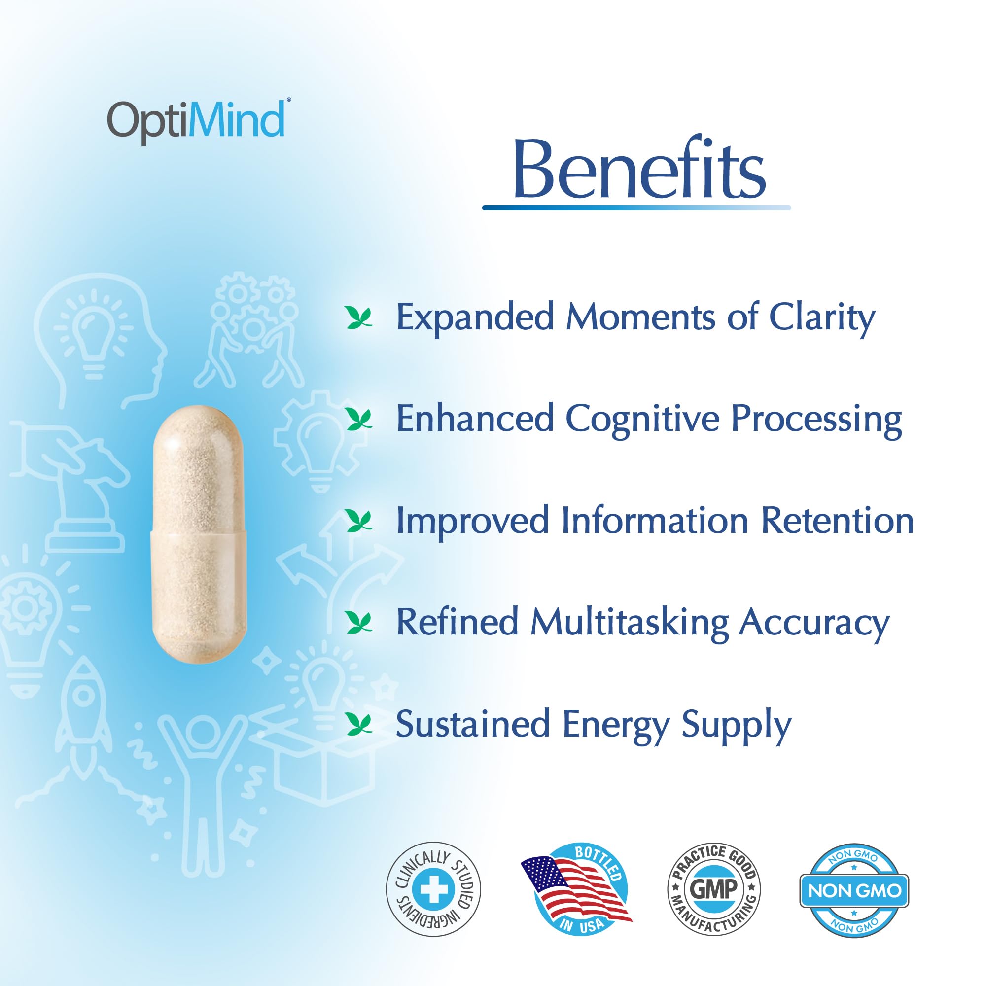 Optimind Synapsa bacopa extract illustration emphasizes memory support