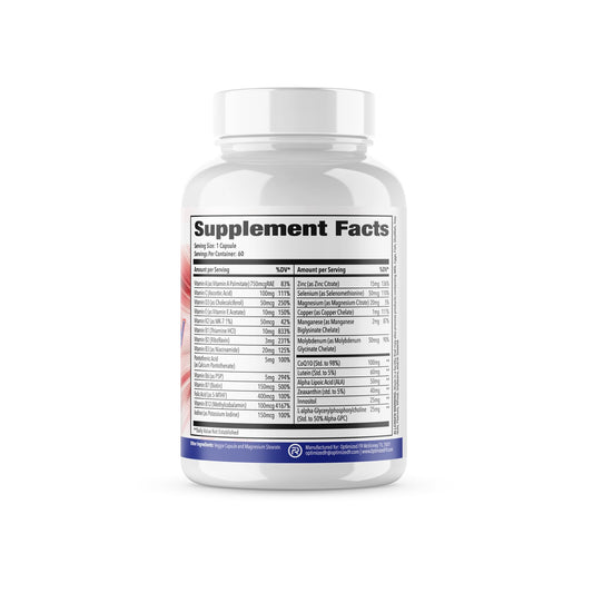 Optimized FR Fit4Duty bottle back shows servings and nutrient details.