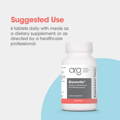 Optimox Gynovite vitamins A, B6, B12 close-up show daily nutrients.