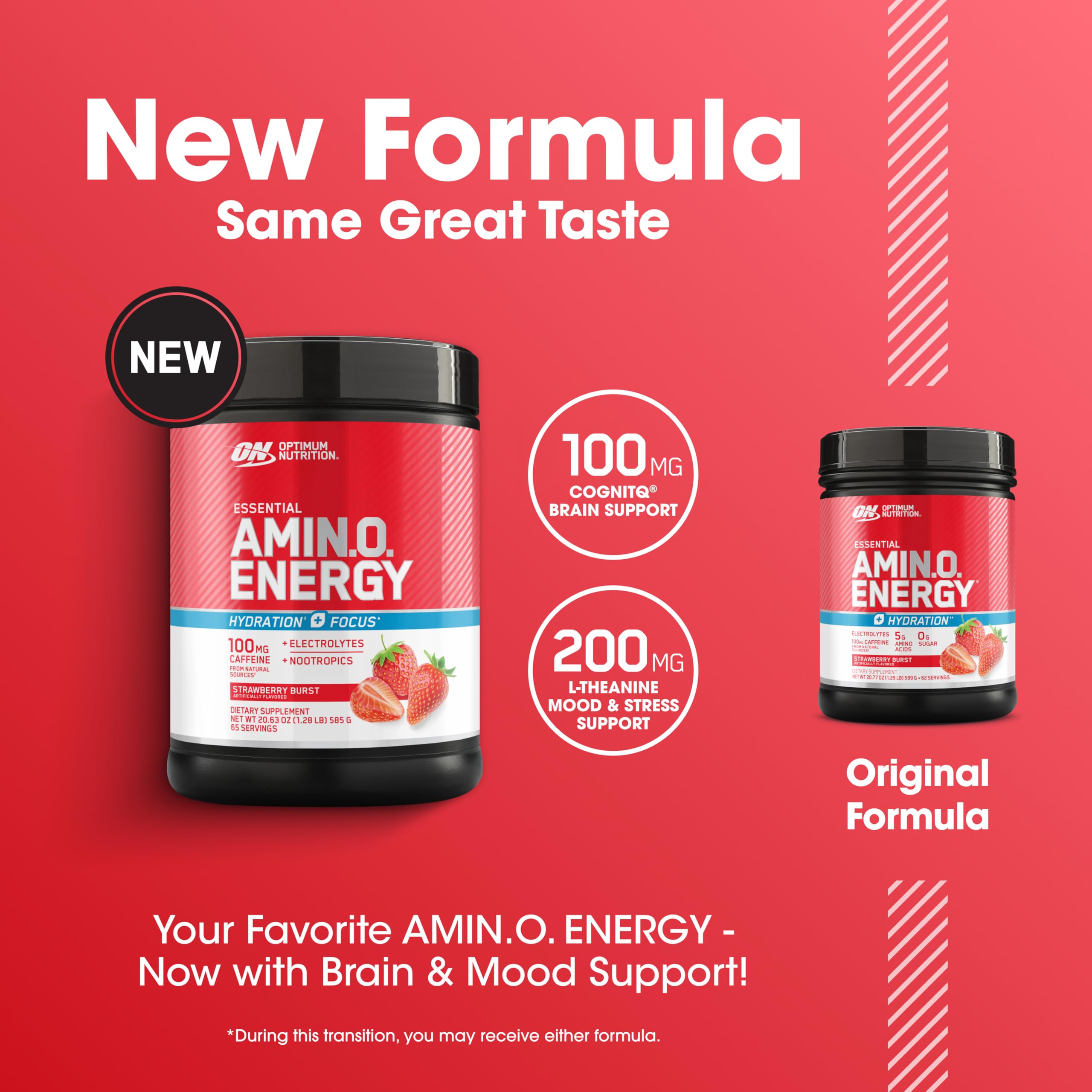 Optimum Nutrition Amino Energy Strawberry Burst powder dissolving in water for quick hydration