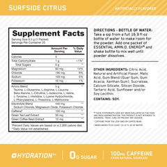 Optimum Nutrition Amino Energy Surfside Citrus flavor box beside a glass of water