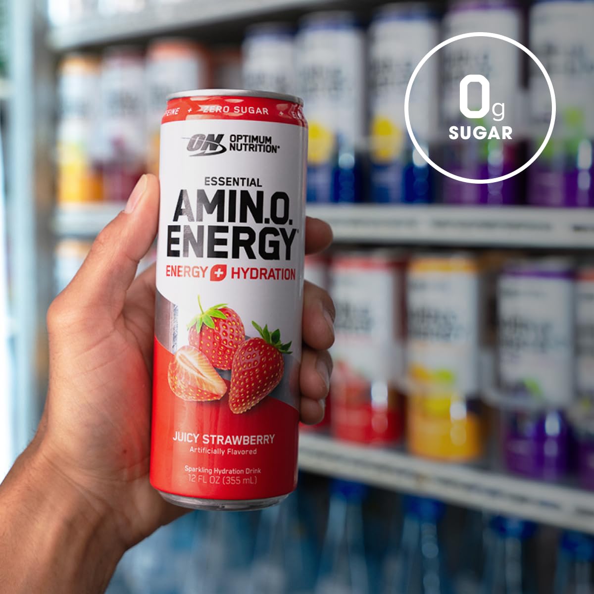 Optimum Nutrition AMIN.O Energy in sport bag for workouts.
