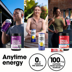 Optimum Nutrition Amino Energy blue raspberry drink after a workout scene