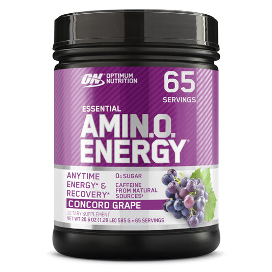 Optimum Nutrition Amino Energy Concord Grape bottle ready for a pre-workout boost