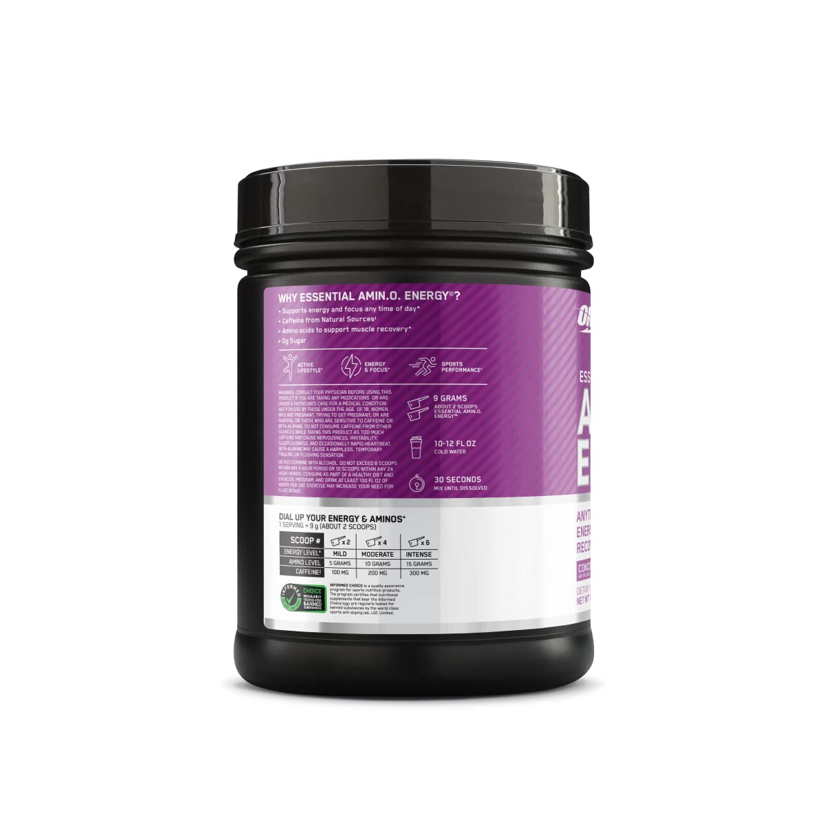 Optimum Nutrition Amino Energy Concord Grape gym bag setup for on-the-go energy