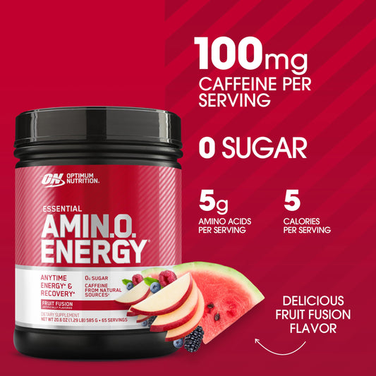 Amino Energy fruit fusion tub-front with packaging and label