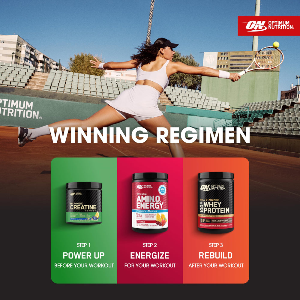 Optimum Nutrition Amino Energy zero sugar and five calories per serving.