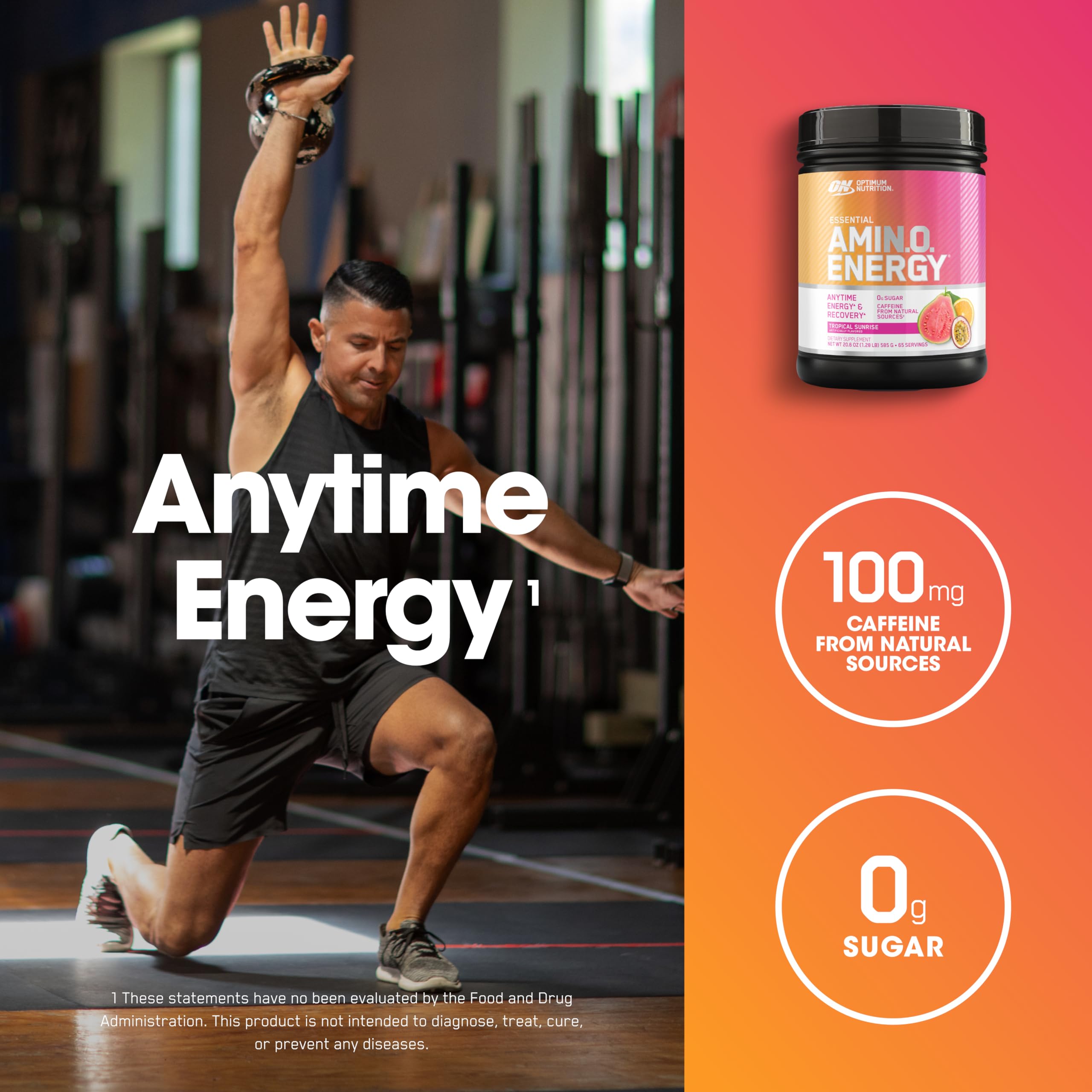 Optimum Nutrition Amino Energy ingredients blend highlighting amino acids and BCAAs