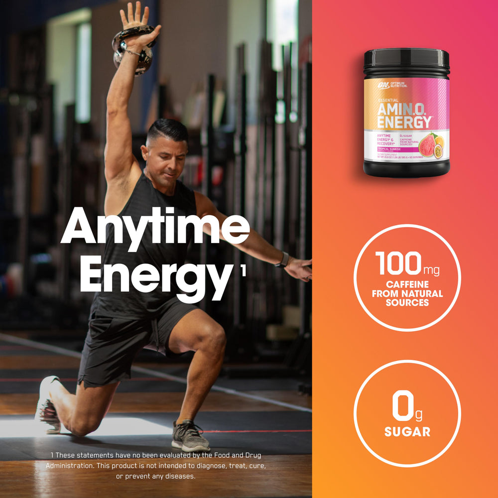 Optimum Nutrition Amino Energy ingredients blend highlighting amino acids and BCAAs