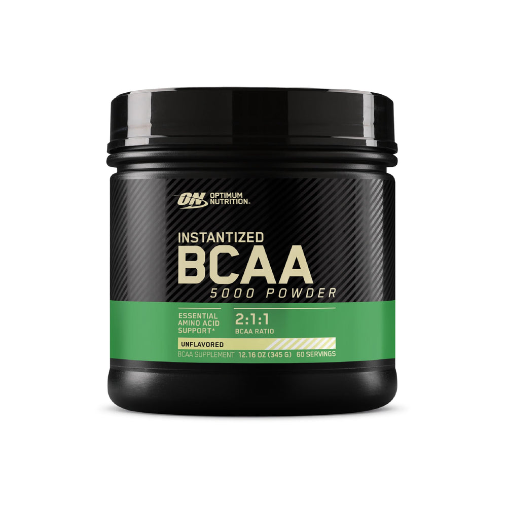 Optimum Nutrition BCAA 5000 bottle ready for post-workout recovery support.