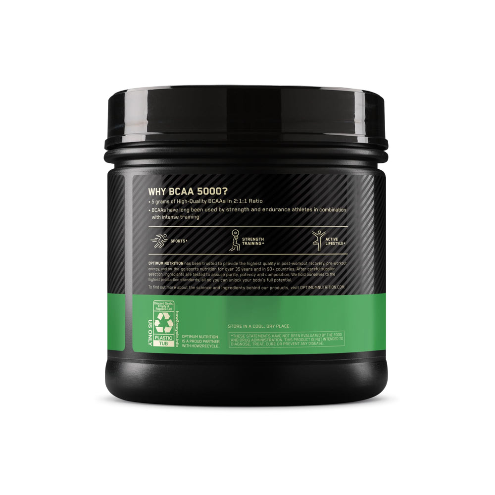 Optimum Nutrition BCAA 5000 unflavored powder blends with any shake.