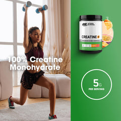 Optimum Nutrition Creatine Monohydrate Plus label closeup highlighting vitamins and electrolytes.