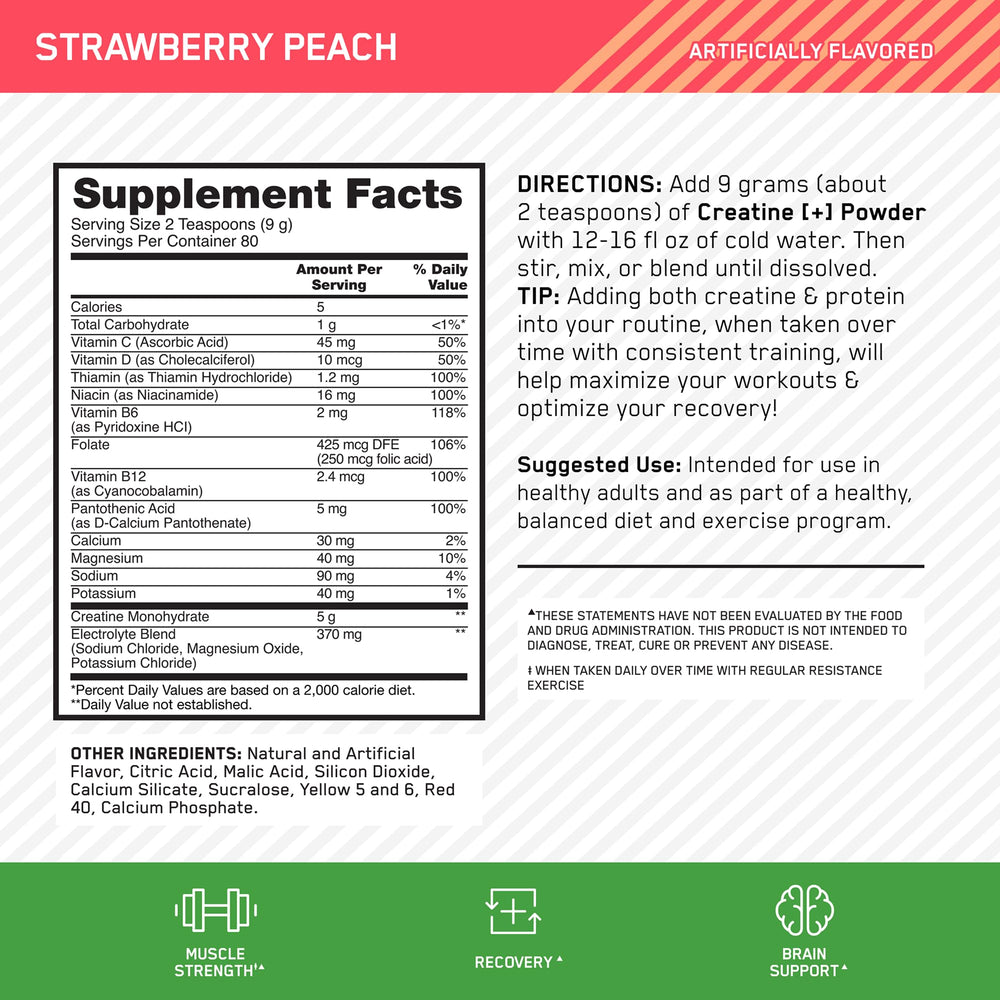Optimum Nutrition Creatine Monohydrate Plus powder dissolves smoothly in water.