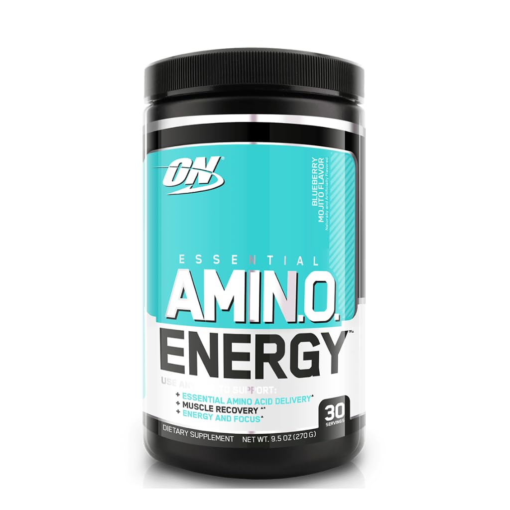 Glass of water with Essential Amino Energy dissolving, showcasing low calorie formula.