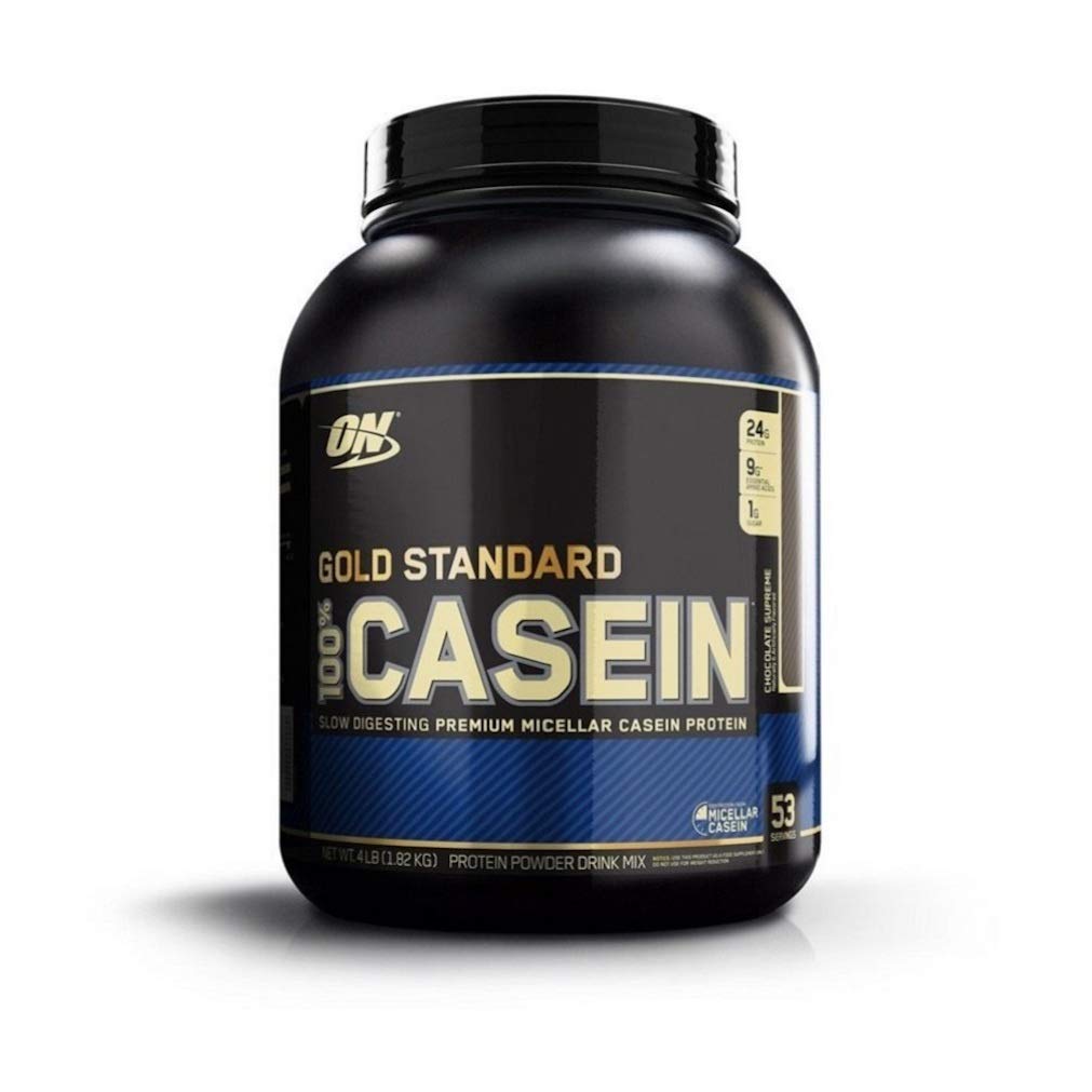 Optimum Nutrition Gold Standard Micellar Casein Chocolate Supreme powder for slow-digesting overnight recovery