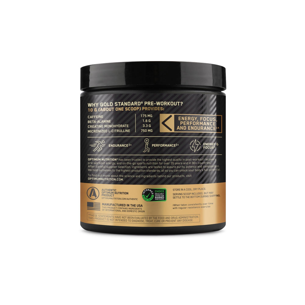 Optimum Nutrition Gold Standard Pre-Workout prepared drink ready for action