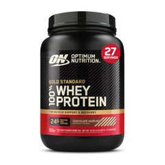Optimum Nutrition Gold Standard whey tub front for premium protein source.