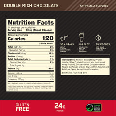 Optimum Nutrition Gold Standard whey glass shake for post-workout fueling.