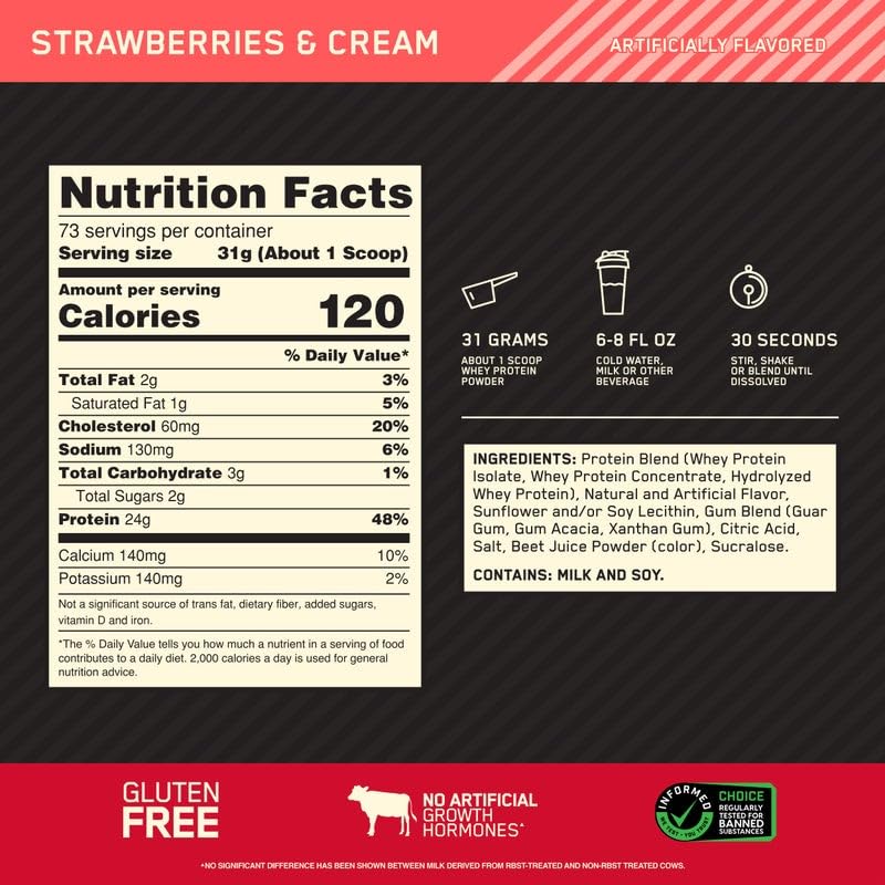 Optimum Nutrition Gold Standard Whey powder dissolving smoothly in water for fast recovery.