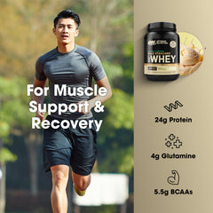 Optimum Nutrition Gold Standard Whey vanilla nutrition facts panel highlights protein and carb balance