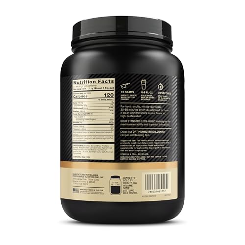 Optimum Nutrition Gold Standard Whey vanilla shake after workout supports convenient protein intake