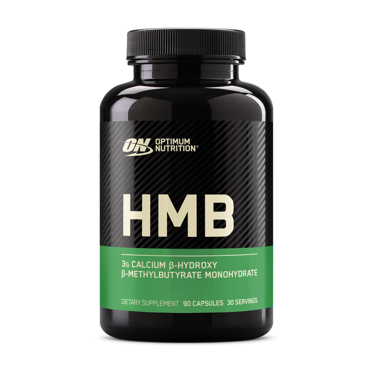 Optimum Nutrition HMB 1000 bottle front view, premium training support branding