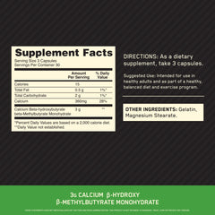 Close-up of Optimum Nutrition HMB 1000 capsules, shows 1 g per capsule potency