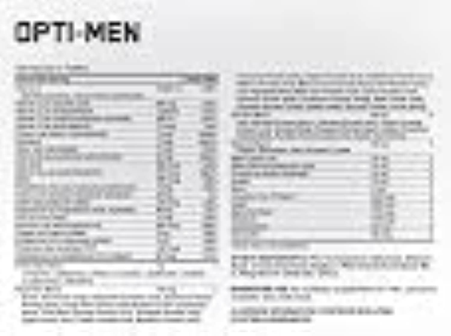 Optimum Nutrition Opti-Men bottle back with dosage directions for daily use