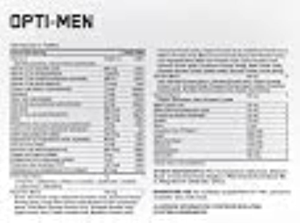 Optimum Nutrition Opti-Men bottle back with dosage directions for daily use