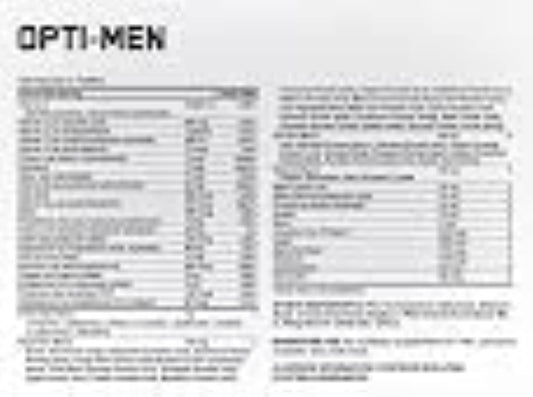 Optimum Nutrition Opti-Men bottle back with dosage directions for daily use