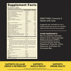 Optimum Nutrition Opti-Men bottle label close-up showing vitamin lineup