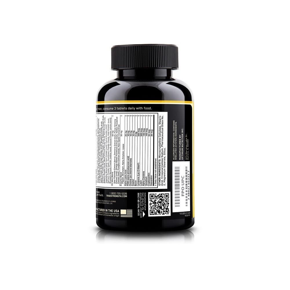 Close-up of Opti-Men capsules showing easy-to-take daily capsules.