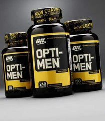 Optimum Nutrition Opti-Men packaging on shelf in a retail setting