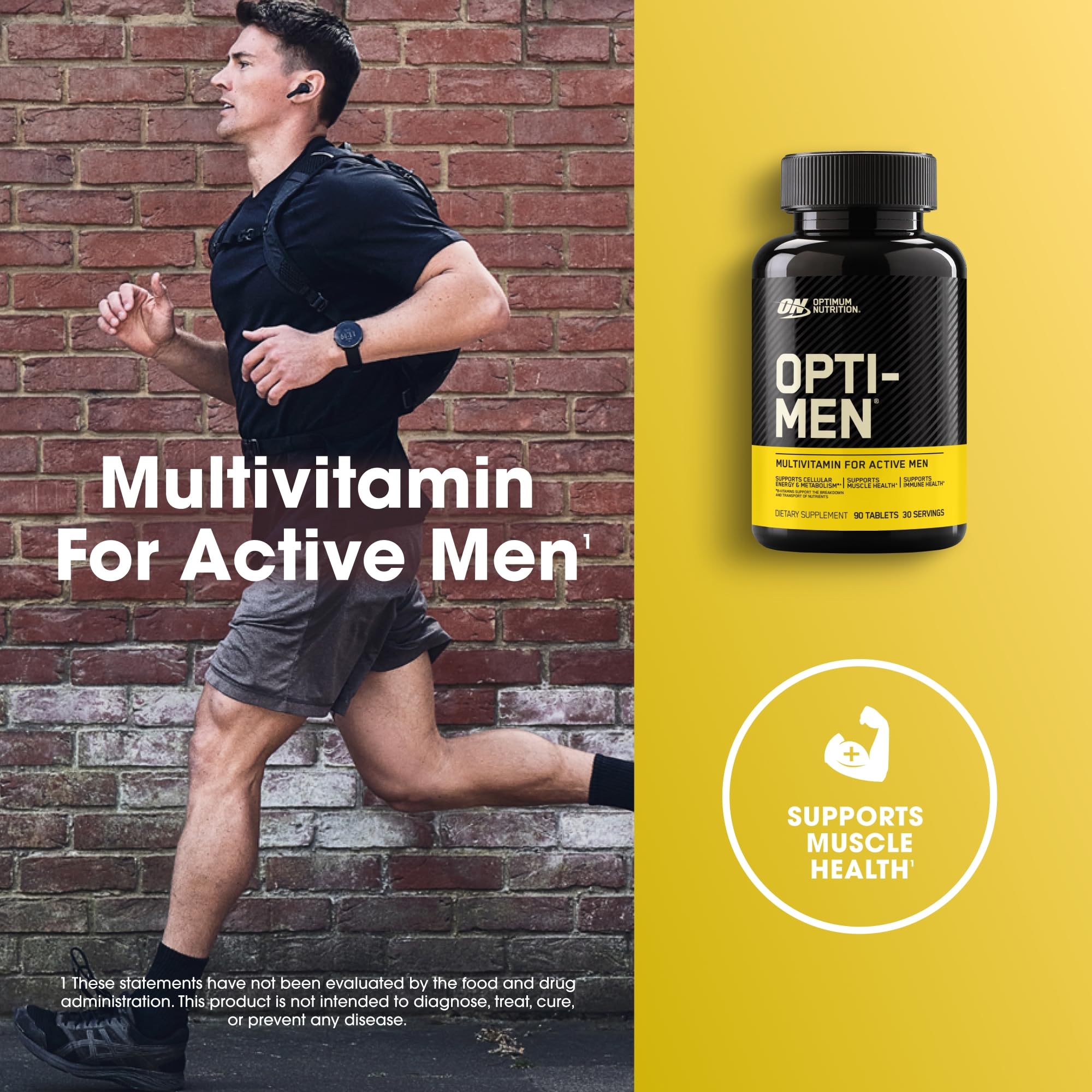 Optimum Nutrition Opti-Men tablets poured into hand for daily use
