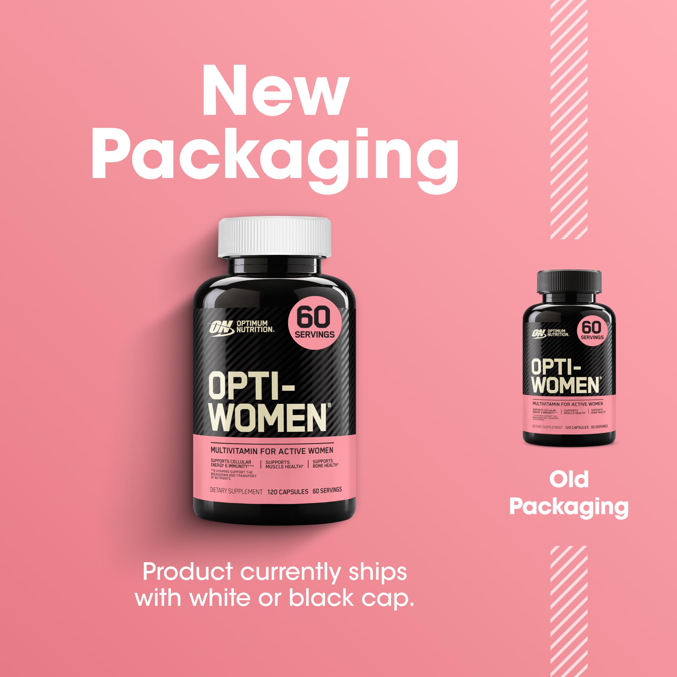 Optimum Nutrition Opti-Women bottle opened to reveal capsules.