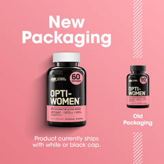 Optimum Nutrition Opti-Women bottle opened to reveal capsules.