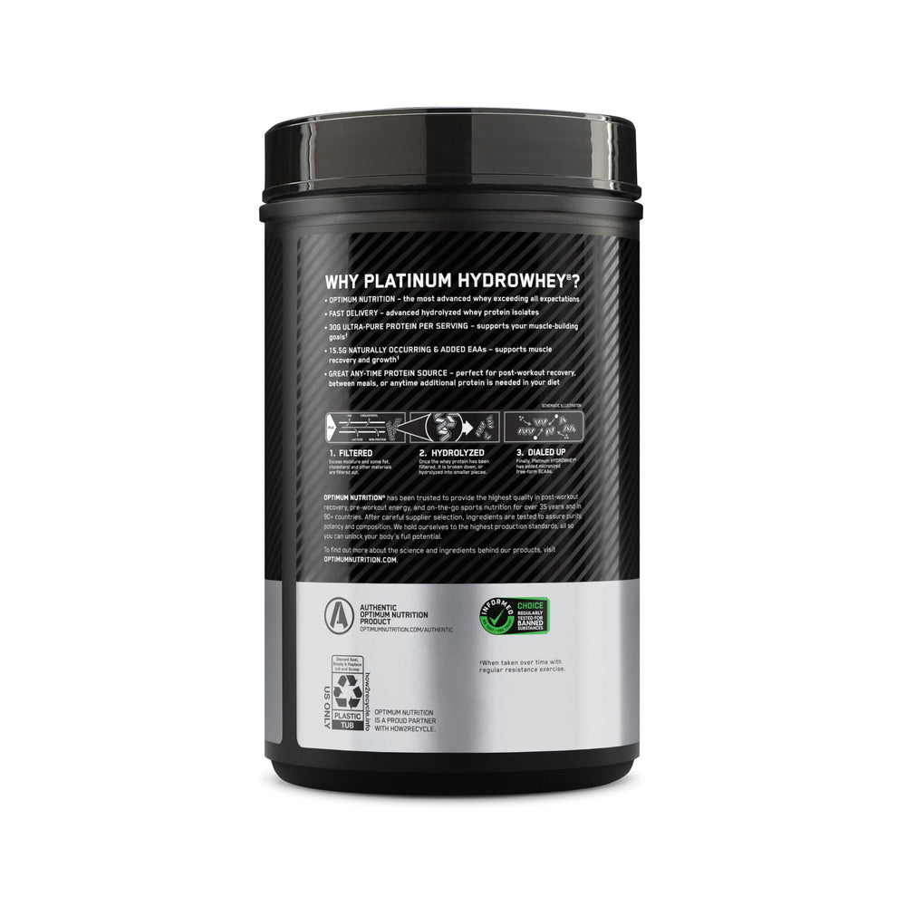 Optimum Nutrition Platinum Hydrowhey Turbo Chocolate shake served in glass after workout.