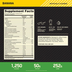 Optimum Nutrition Serious Mass scoop used for quick post-workout protein and carb boost.