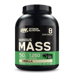 Optimum Nutrition Serious Mass high-calorie shake showing a calorie-packed serving for post-workout fueling