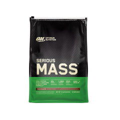 Optimum Nutrition Serious Mass chocolate tub front, highlighting a high-calorie mass gainer for workouts
