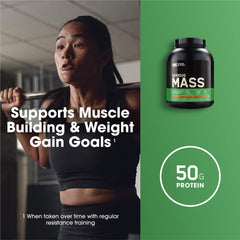 Optimum Nutrition Serious Mass chocolate peanut butter flavor in glass