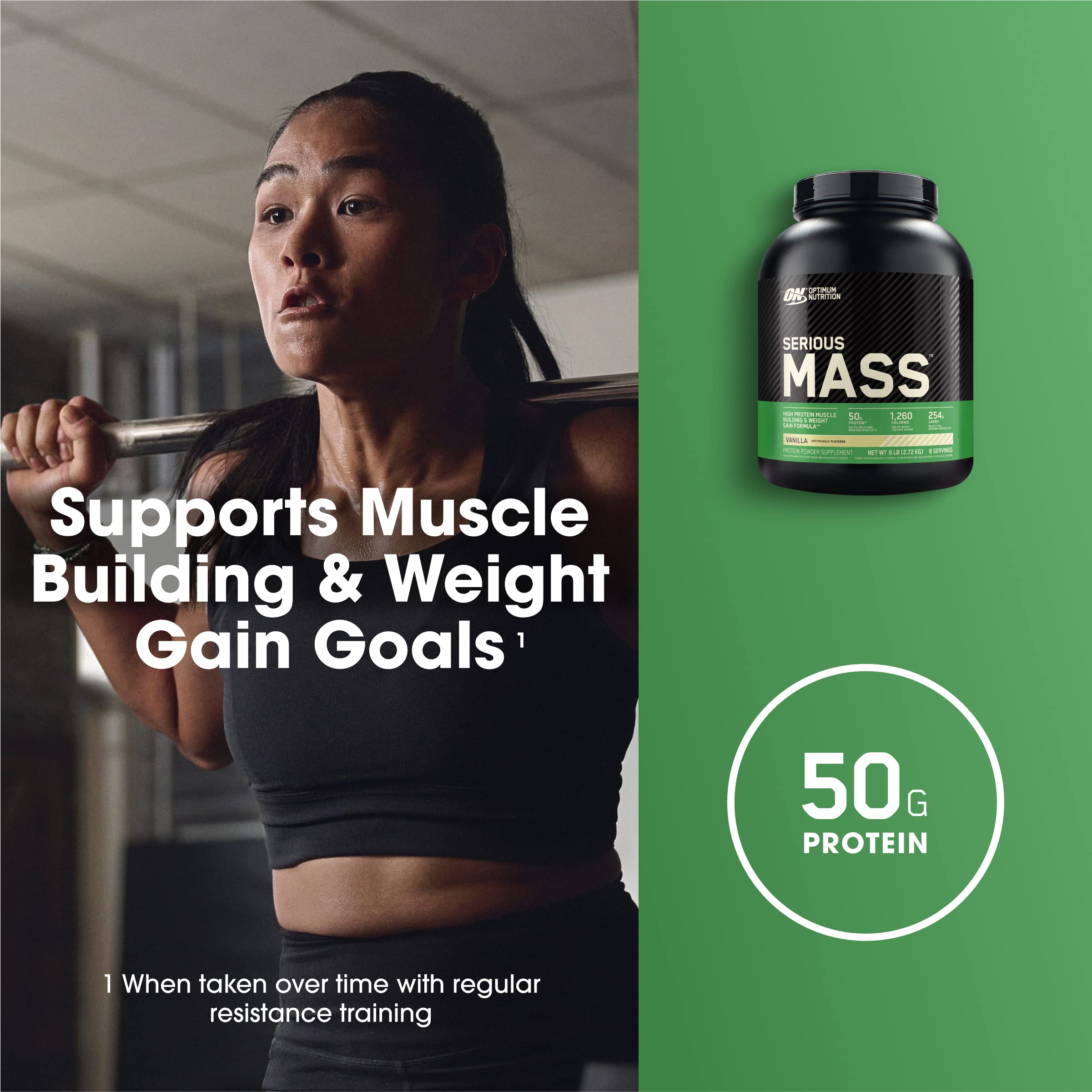 Optimum Nutrition Serious Mass shake blended with fresh fruit option for taste and calories