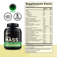 Optimum Nutrition Serious Mass highlighting Vitamin C, Vitamin D, and Zinc for immune support