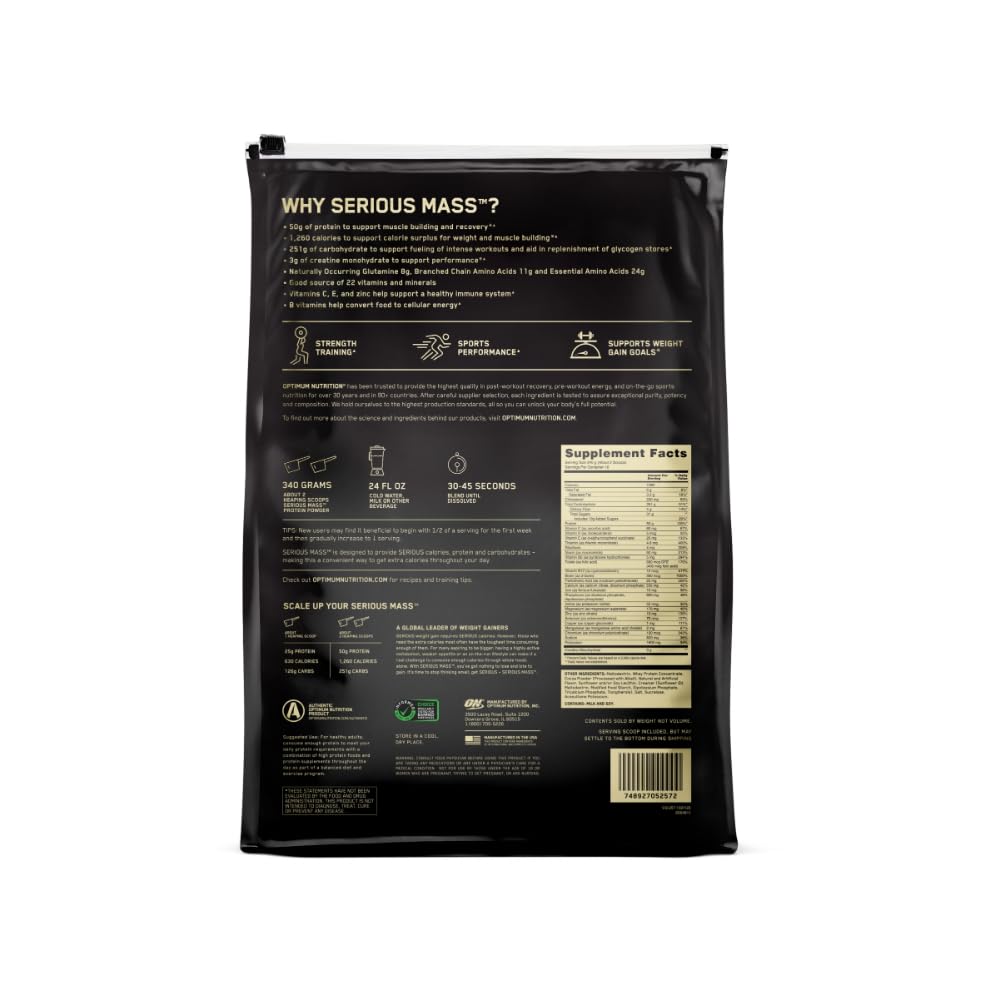 Optimum Nutrition Serious Mass immune support formula with essential minerals.