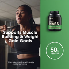 Optimum Nutrition Serious Mass spoon measuring serving for consistent calorie intake.