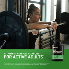 Optimum Nutrition Zinc Magnesium Aspartate bottle on shelf showing daily micronutrient support.