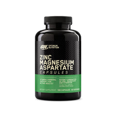 Optimum Nutrition Zinc Magnesium Aspartate bottle with tablets for daily energy support.