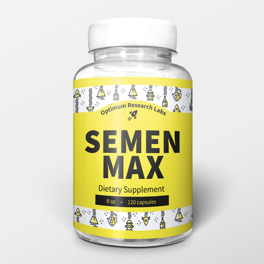 Optimum Research Labs Semen Max bottle supports volume and reproductive health with natural ingredients.