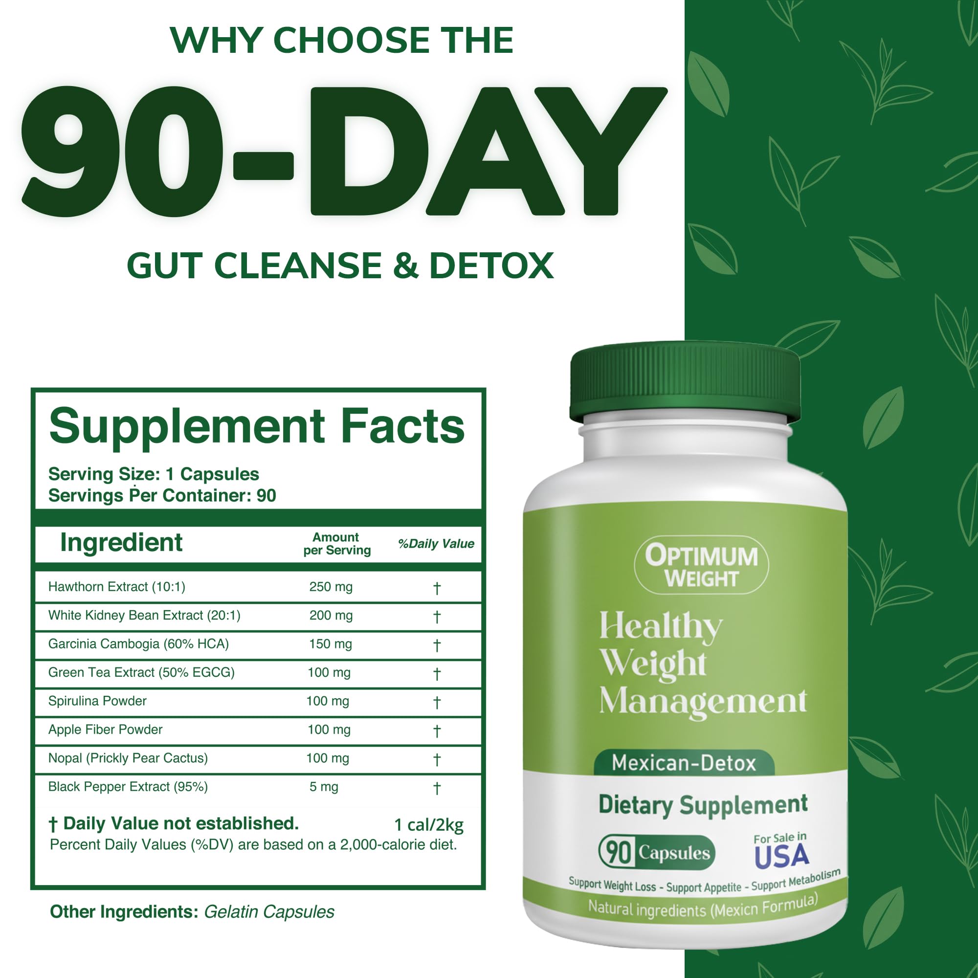 OPTIMUM WEIGHT Apple fiber and spirulina blend image suggests digestive health and regularity