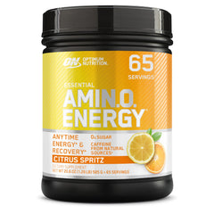Optimum Nutrition Amino Energy Citrus Spritz bottle ready for pre-workout energy